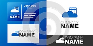 Logotype Cloud or online library icon isolated on white background. Internet education or distance training. Logo design