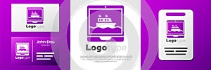 Logotype Cruise ship icon isolated on white background. Travel tourism nautical transport. Voyage passenger ship, cruise