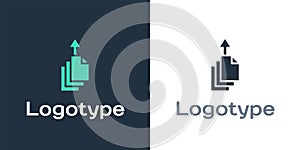 Logotype Data export icon isolated on white background. Logo design template element. Vector