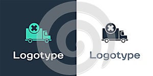 Logotype Delivery cargo truck vehicle icon isolated on white background. Logo design template element. Vector