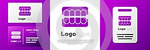 Logotype False jaw icon isolated on white background. Dental jaw or dentures, false teeth with incisors. Logo design