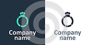 Logotype Fantasy magic stone ring with gem icon isolated on white background. Logo design template element. Vector photo