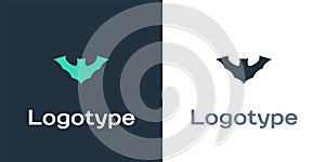 Logotype Flying bat icon isolated on white background. Logo design template element. Vector