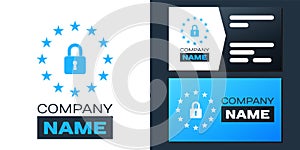 Logotype GDPR - General data protection regulation icon isolated on white background. European Union symbol. Security