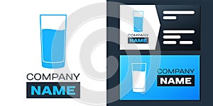 Logotype Glass with water icon isolated on white background. Soda glass. Logo design template element. Vector