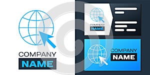 Logotype Go To Web icon isolated on white background. Globe and cursor. Website pictogram. World wide web symbol. Logo