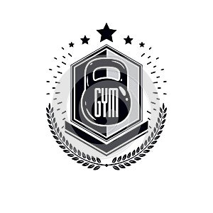 Logotype for heavyweight gym or fitness sport gymnasium, retro s