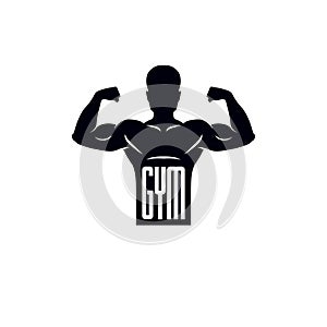 Logotype for heavyweight gym or fitness sport gymnasium, retro s