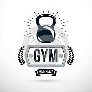 Logotype for heavyweight gym or fitness sport gymnasium, vector