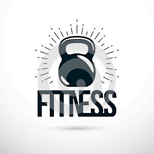 Logotype for heavyweight gym or fitness sport gymnasium, vector photo