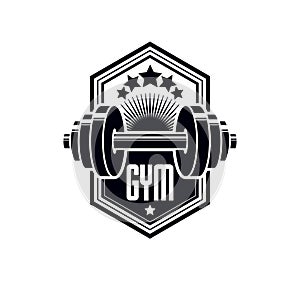 Logotype for heavyweight gym or fitness sport gymnasium, vintage