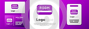 Logotype Hotel key card from the room icon isolated on white background. Access control. Touch sensor. System safety