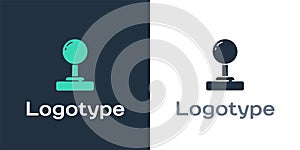 Logotype Joystick for arcade machine icon isolated on white background. Joystick gamepad. Logo design template element