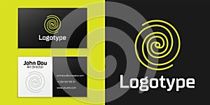 Logotype line Black hole icon isolated on black background. Space hole. Collapsar. Logo design template element. Vector