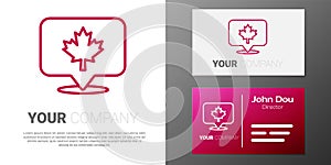 Logotype line Canadian maple leaf icon isolated on white background. Canada symbol maple leaf. Logo design template