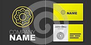 Logotype line Donut with sweet glaze icon isolated on grey background. Logo design template element. Vector