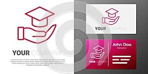 Logotype line Education grant icon isolated on white background. Tuition fee, financial education, budget fund