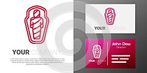 Logotype line Egypt mummy in sarcophagus icon isolated on white background. Logo design template element. Vector