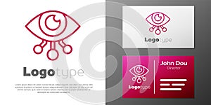 Logotype line Eye scan icon isolated on white background. Scanning eye. Security check symbol. Cyber eye sign. Logo