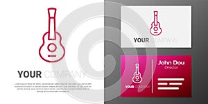 Logotype line Guitar icon isolated on white background. Acoustic guitar. String musical instrument. Logo design template