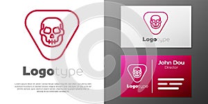 Logotype line Guitar pick icon isolated on white background. Musical instrument. Logo design template element. Vector