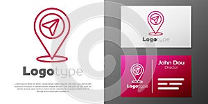 Logotype line Map pin icon isolated on white background. Navigation, pointer, location, map, gps, direction, place