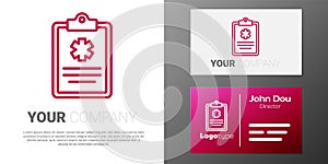 Logotype line Medical clipboard with clinical record icon isolated on white background. Health insurance form