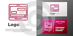 Logotype line New chat messages notification on laptop icon isolated on white background. Smartphone chatting sms