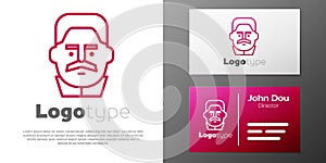 Logotype line Portrait of Joseph Stalin icon isolated on white background. Logo design template element. Vector
