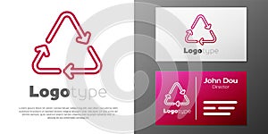 Logotype line Recycle symbol icon isolated on white background. Circular arrow icon. Environment recyclable go green