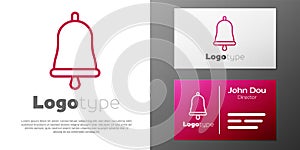 Logotype line Ringing bell icon isolated on white background. Alarm symbol, service bell, handbell sign, notification