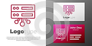 Logotype line Server, Data, Web Hosting icon isolated on white background. Logo design template element. Vector