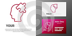 Logotype line Solution to the problem in psychology icon isolated on white background. Puzzle. Therapy for mental health
