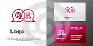 Logotype line Speech bubbles with Question and Answer icon isolated on white background. Q and A symbol. FAQ sign. Chat