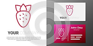 Logotype line Strawberry icon isolated on white background. Logo design template element. Vector