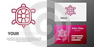 Logotype line Turtle icon isolated on white background. Logo design template element. Vector
