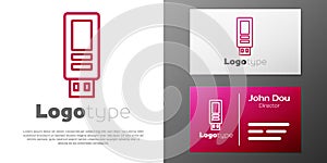 Logotype line USB flash drive icon isolated on white background. Logo design template element. Vector