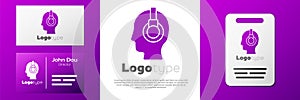 Logotype Man with a headset icon isolated on white background. Support operator in touch. Concept for call center