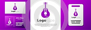 Logotype Mexican guitar icon isolated on white background. Acoustic guitar. String musical instrument. Logo design