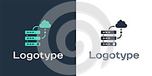 Logotype Network cloud connection icon isolated on white background. Social technology. Cloud computing concept. Logo