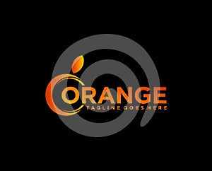 Logotype Orange Letter O shape of orange. for any company like business relate to food. fruit. store. market. technology. business