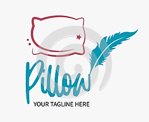 Logotype of pillow, pillowslip, pillowcase shop or store. Hostel or hotel sign. Comfort element.