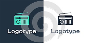 Logotype Radio with antenna icon isolated on white background. Logo design template element. Vector Illustration