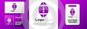 Logotype Rugby ball icon isolated on white background. Logo design template element. Vector