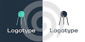 Logotype Satellite icon isolated on white background. Logo design template element. Vector