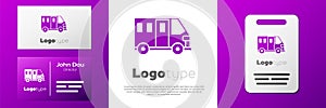 Logotype School Bus icon isolated on white background. Public transportation symbol. Logo design template element