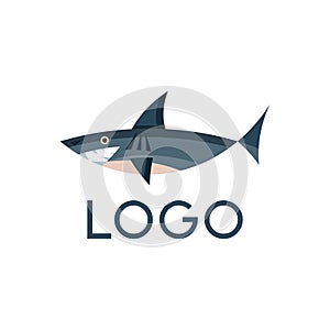 Logotype of shark fish, vector icon or clipart.