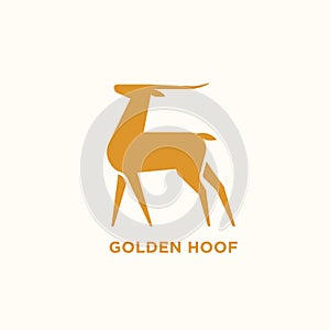 Logotype with silhouette of antelope or gazelle. Logo with elegant wild herbivorous animal. Design element isolated on photo