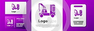 Logotype Tow truck icon isolated on white background. Logo design template element. Vector Illustration