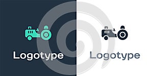 Logotype Tractor icon isolated on white background. Logo design template element. Vector
